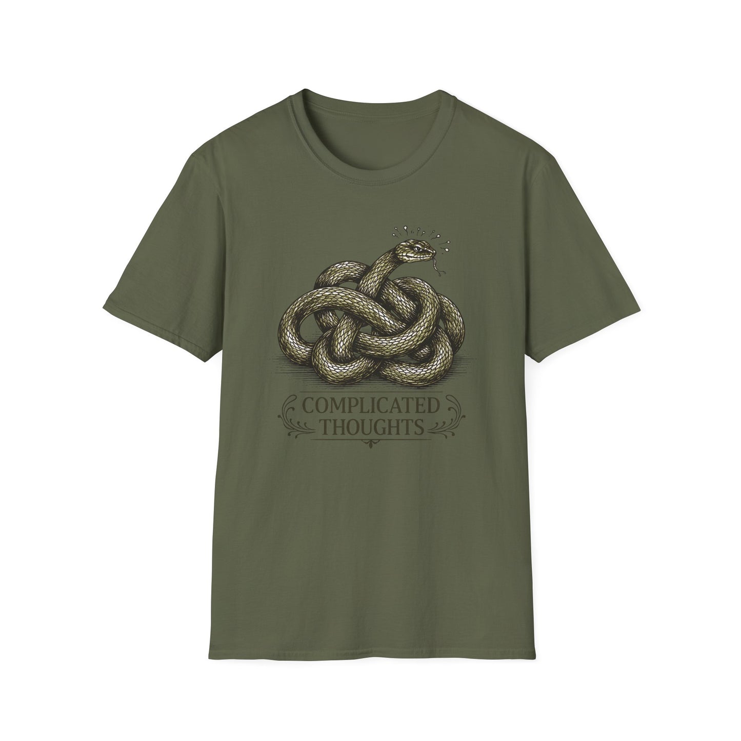 Complicated Thoughts graphic t-shirt mockup