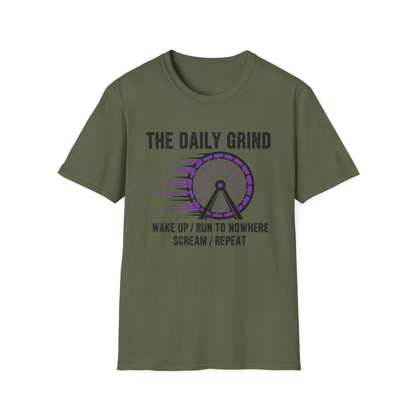 The Daily Grind: Wake, Scream, Repeat graphic t-shirt mockup