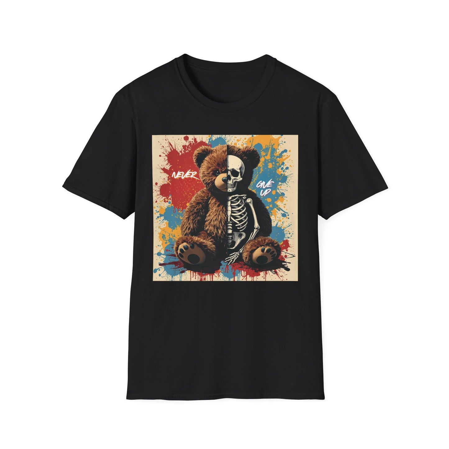 Never Give Up - Poster Cat graphic t-shirt mockup