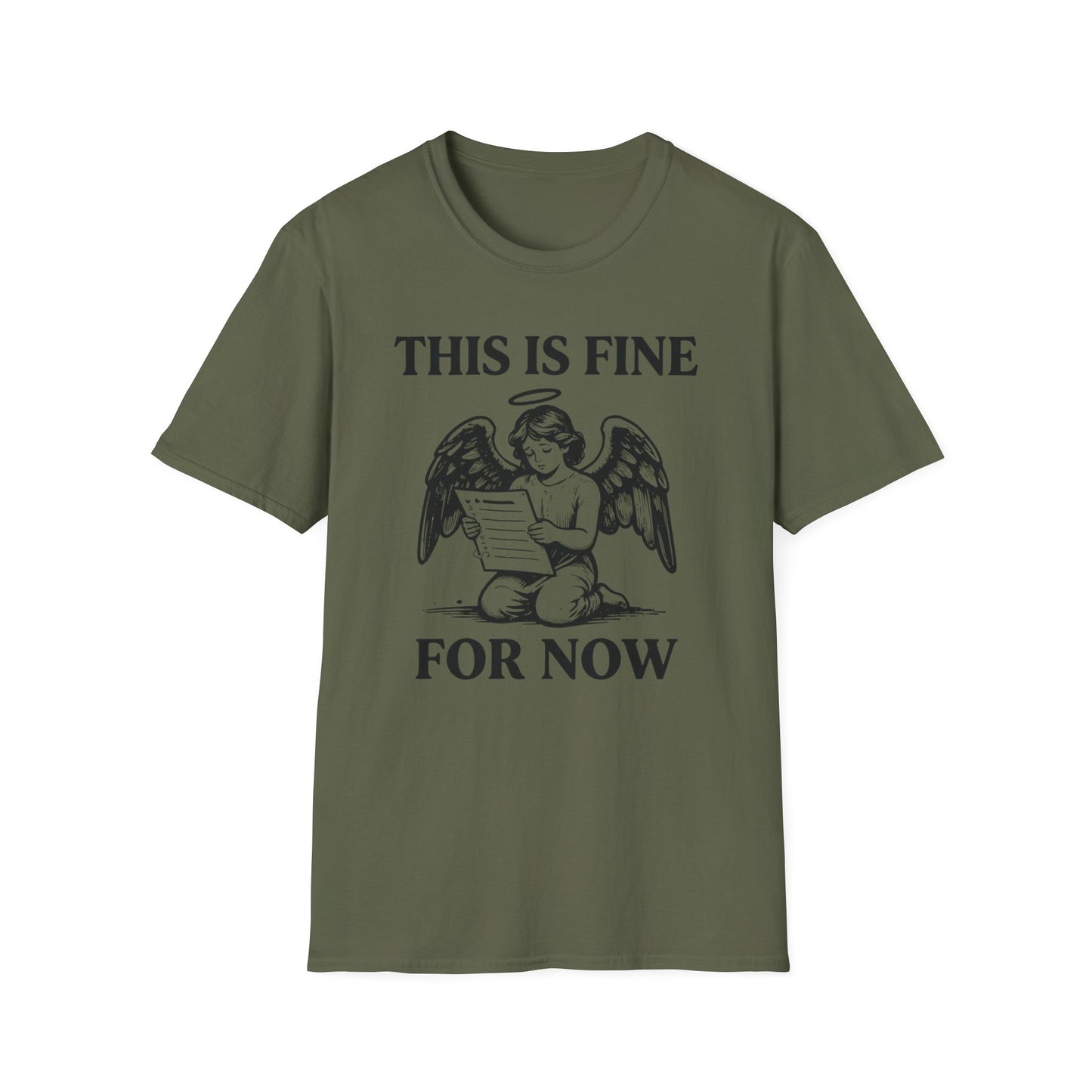 This Is Fine for Now - Line Art Edition graphic t-shirt mockup