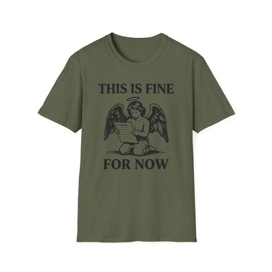 This Is Fine for Now - Line Art Edition graphic t-shirt mockup