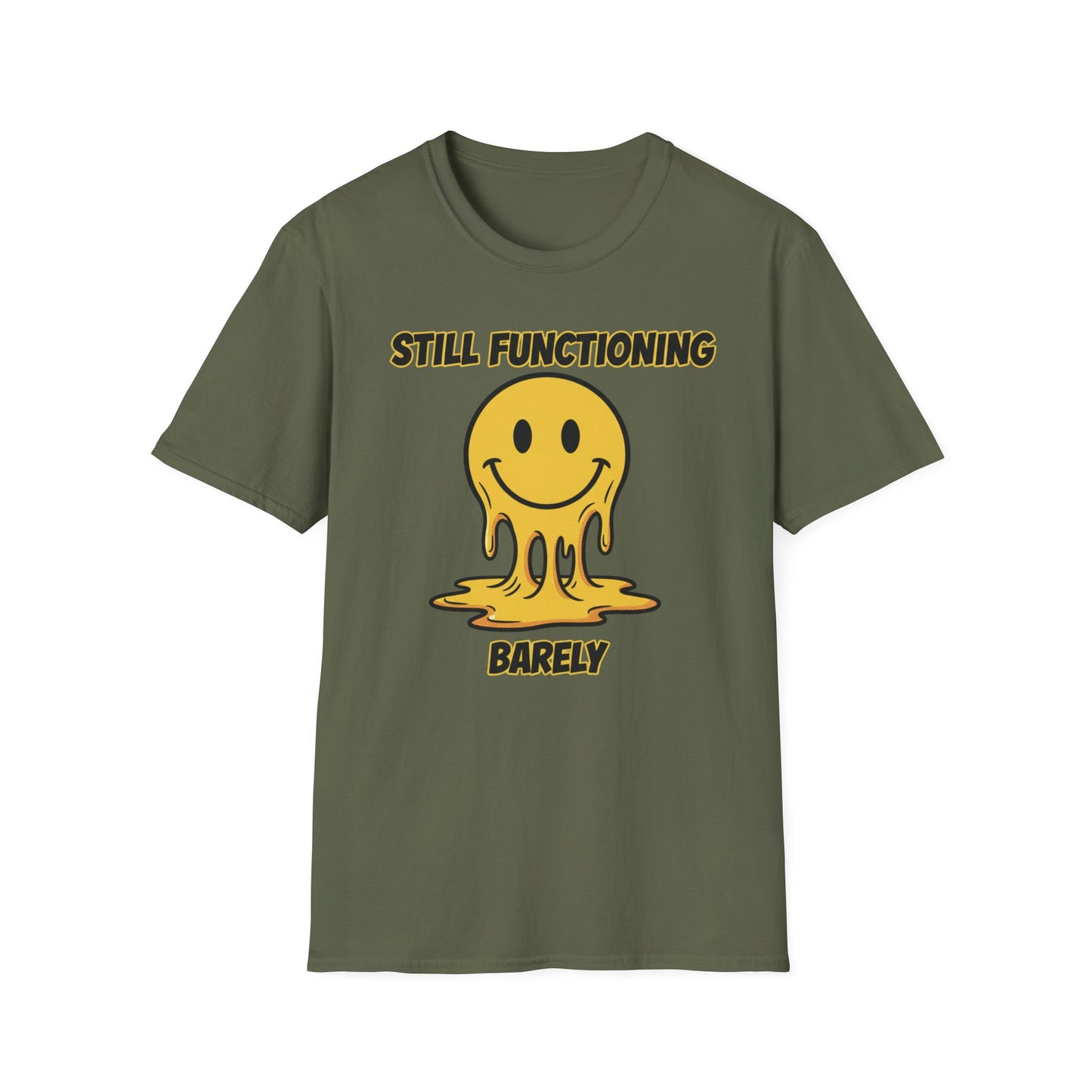 Still Functioning, Barely graphic t-shirt mockup