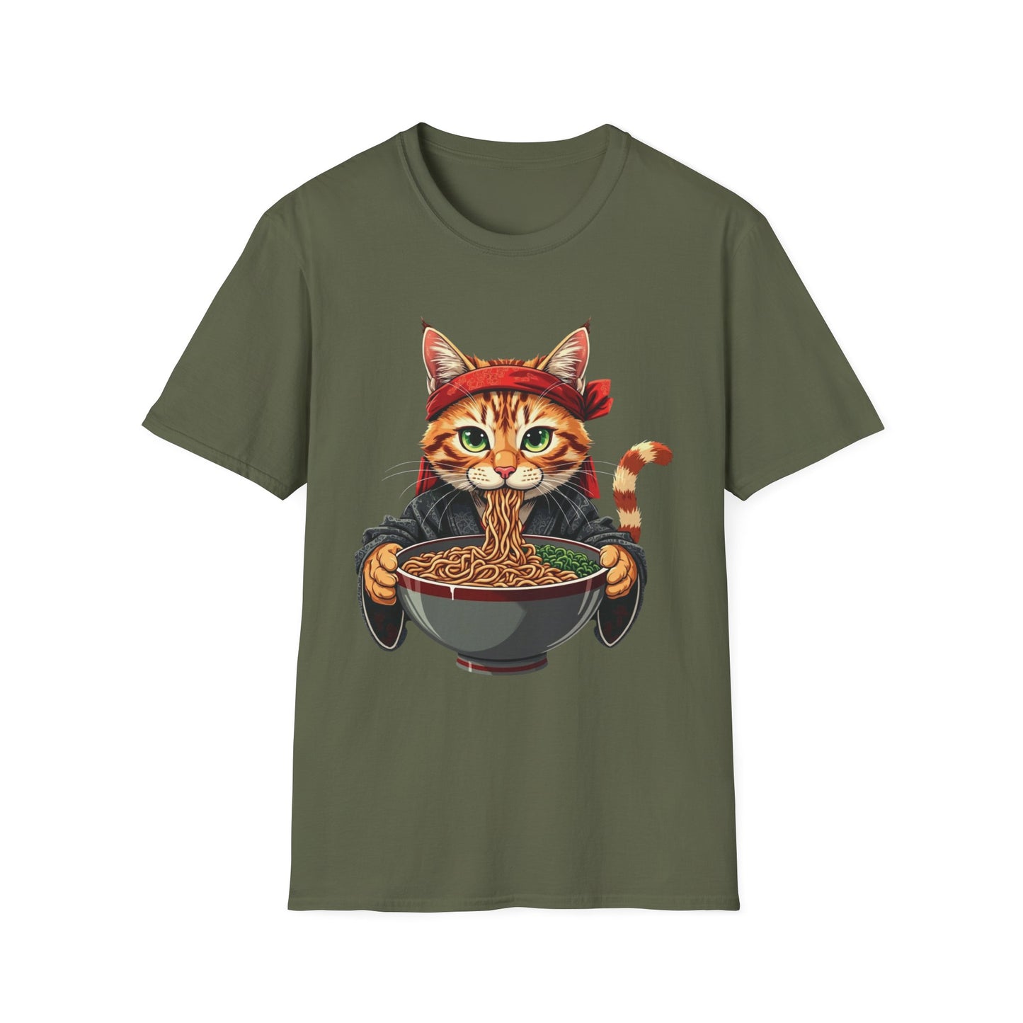 Ramen Cat graphic t-shirt mockup