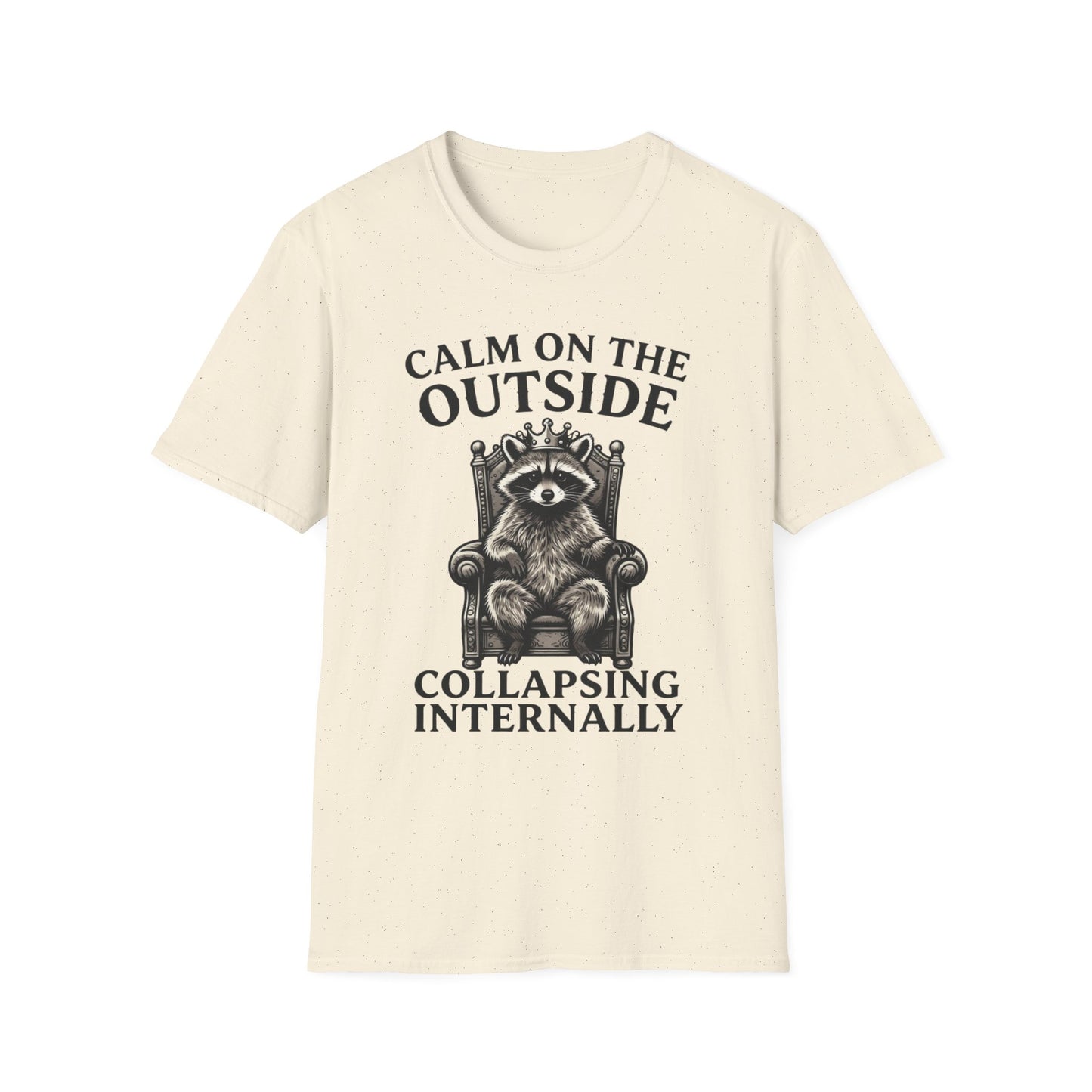 Calm Outside, Collapsing Internally graphic t-shirt mockup