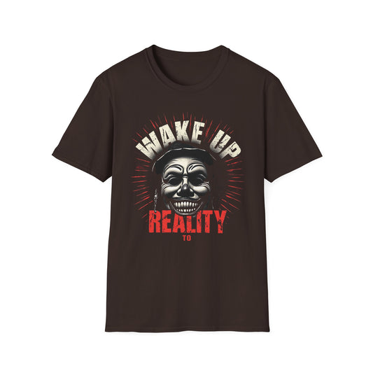 Wake Up to Reality graphic t-shirt mockup