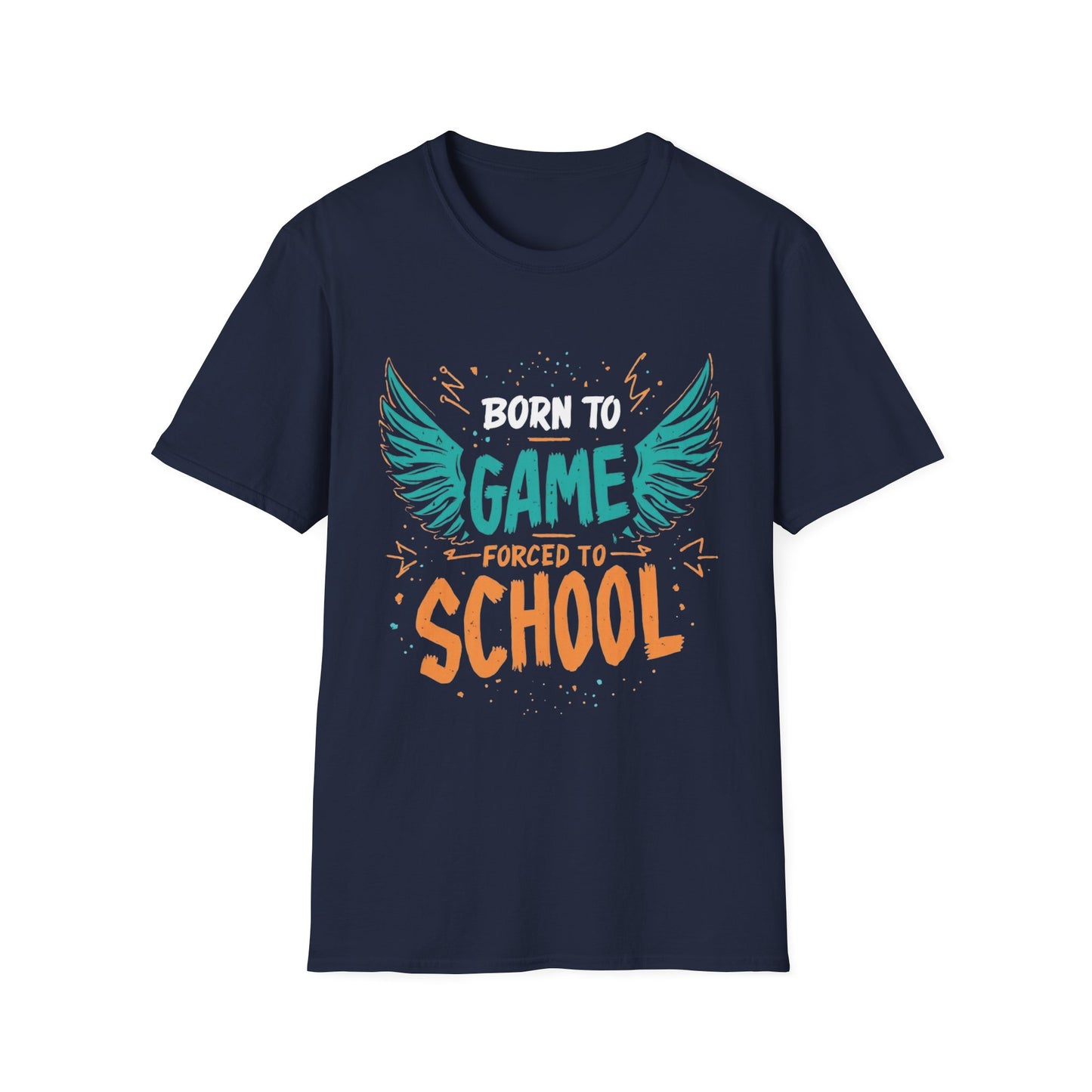 Born to Game Forced to School graphic t-shirt mockup