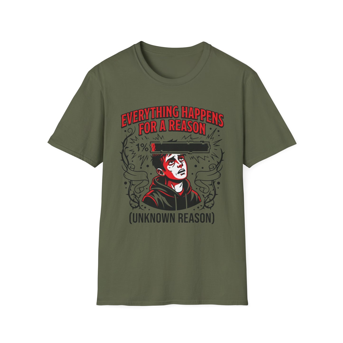 Everything Happens for a Reason: Unknown Reason graphic t-shirt mockup