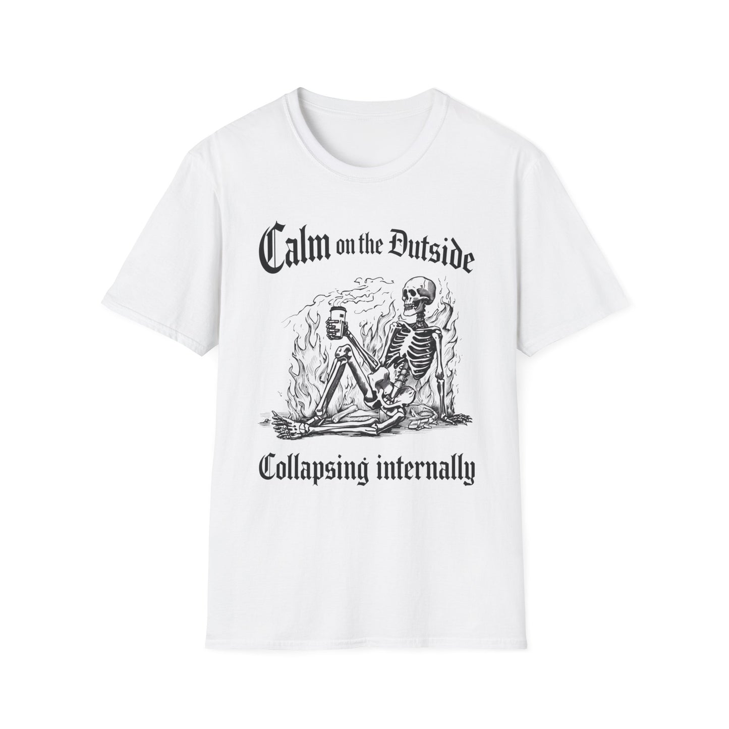 Calm Outside, Collapsing Internally - Burning graphic t-shirt mockup