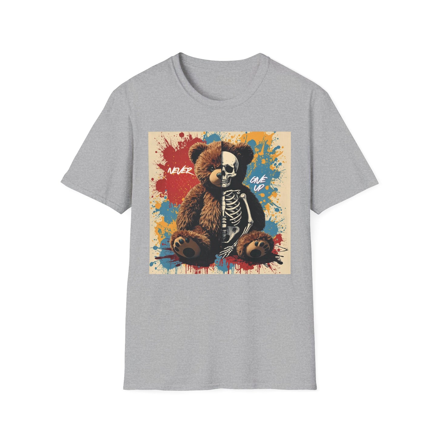 Never Give Up - Poster Cat graphic t-shirt mockup
