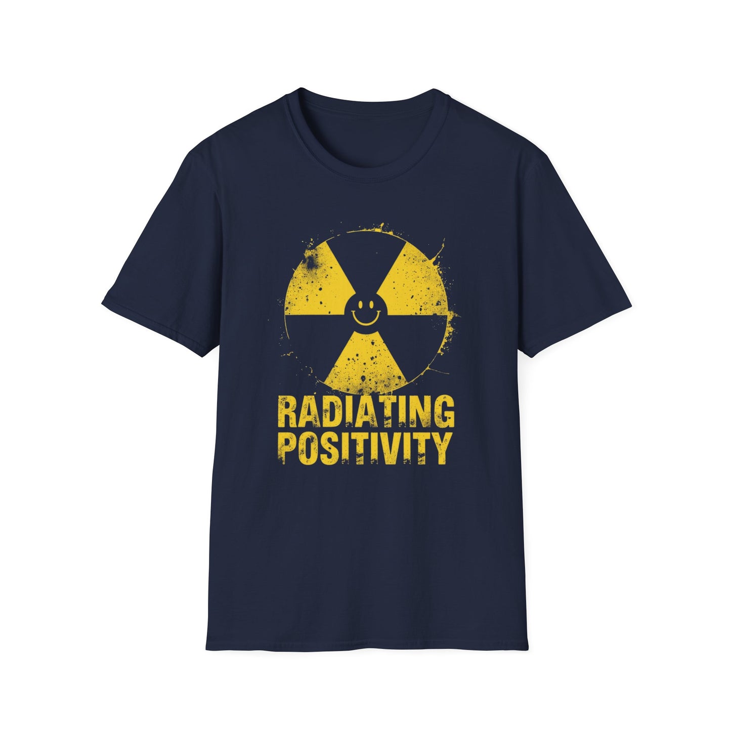 Radiating Positivity - Hazard Badge graphic t-shirt mockup