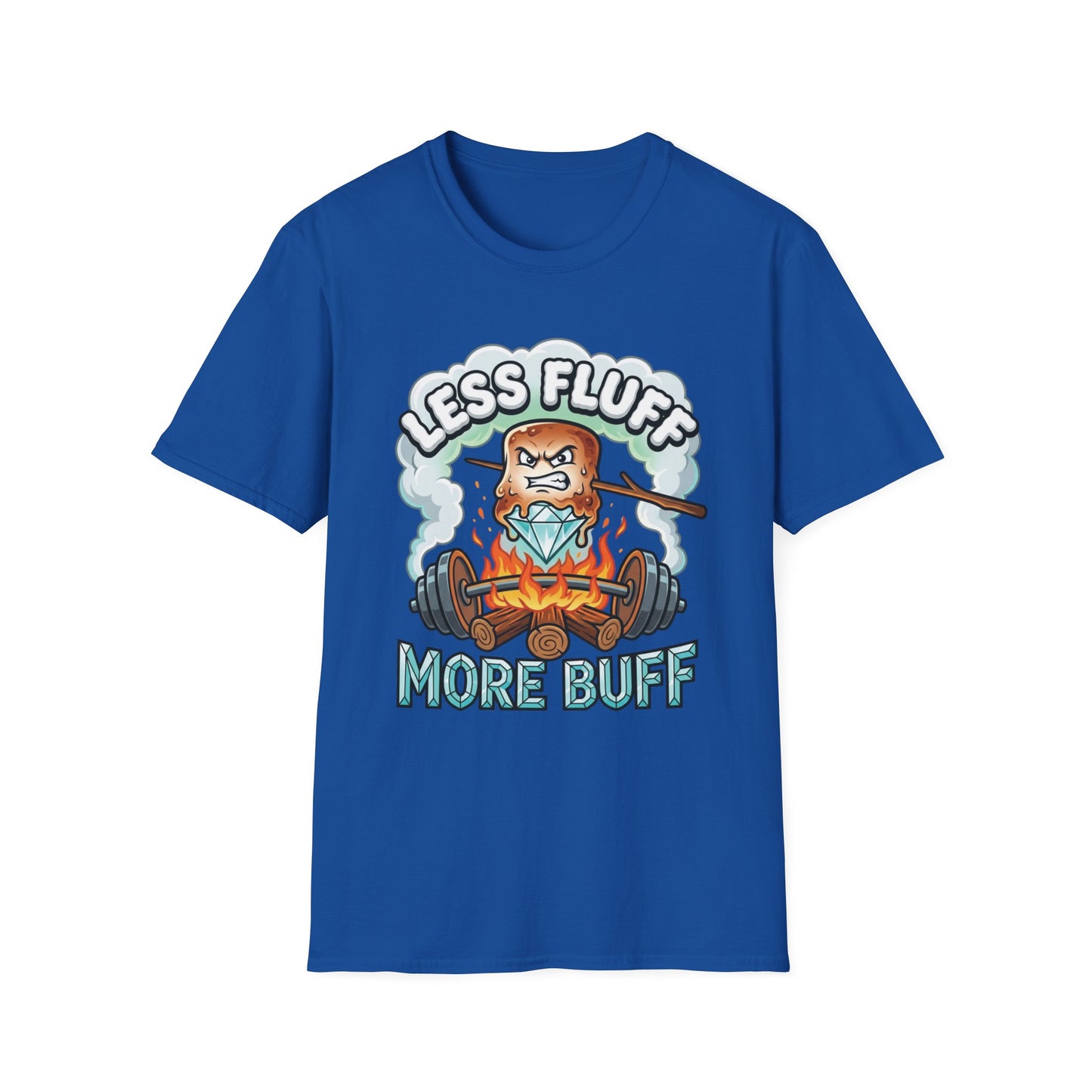 Less Fluff More Buff - Marshmallow graphic t-shirt mockup