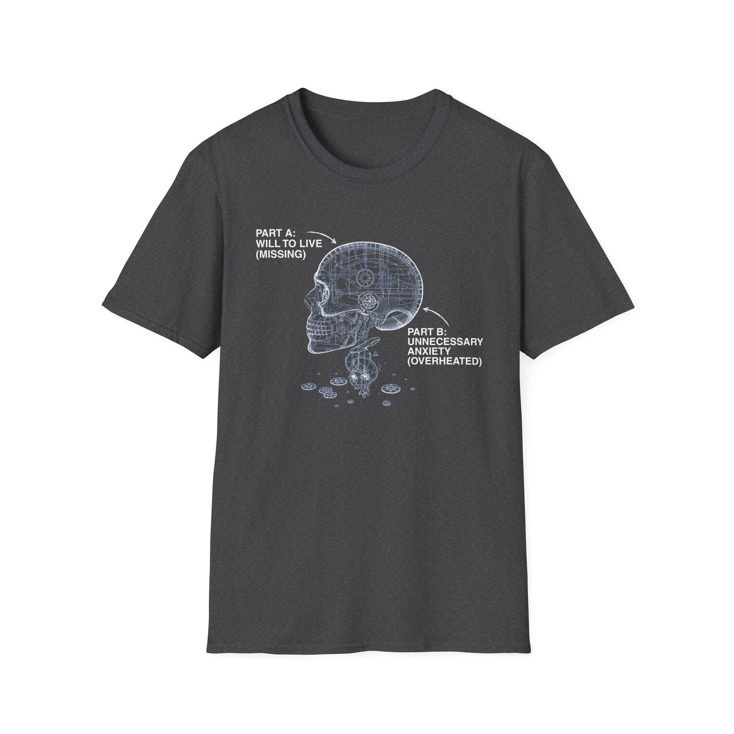 Missing Will to Live, Unnecessary Anxiety graphic t-shirt mockup