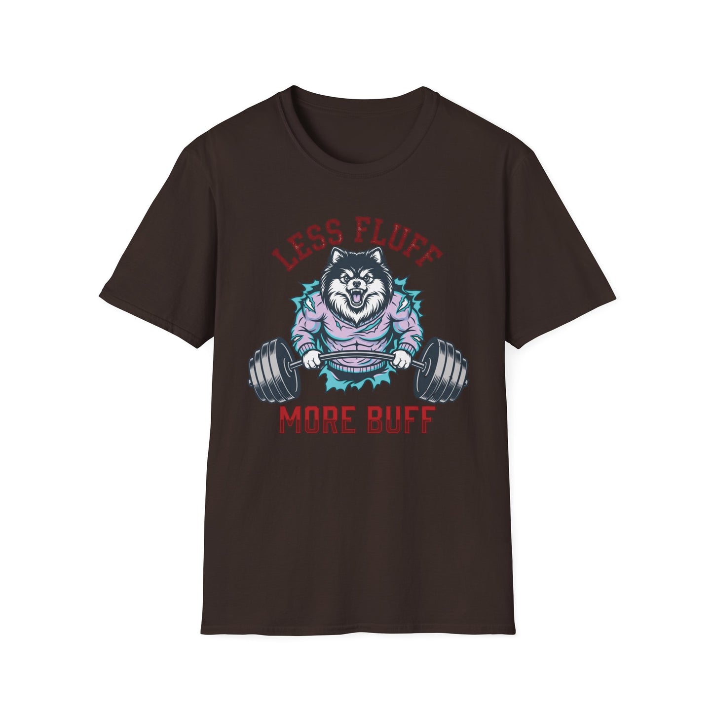 Less Fluff More Buff - Wolf Edition graphic t-shirt mockup