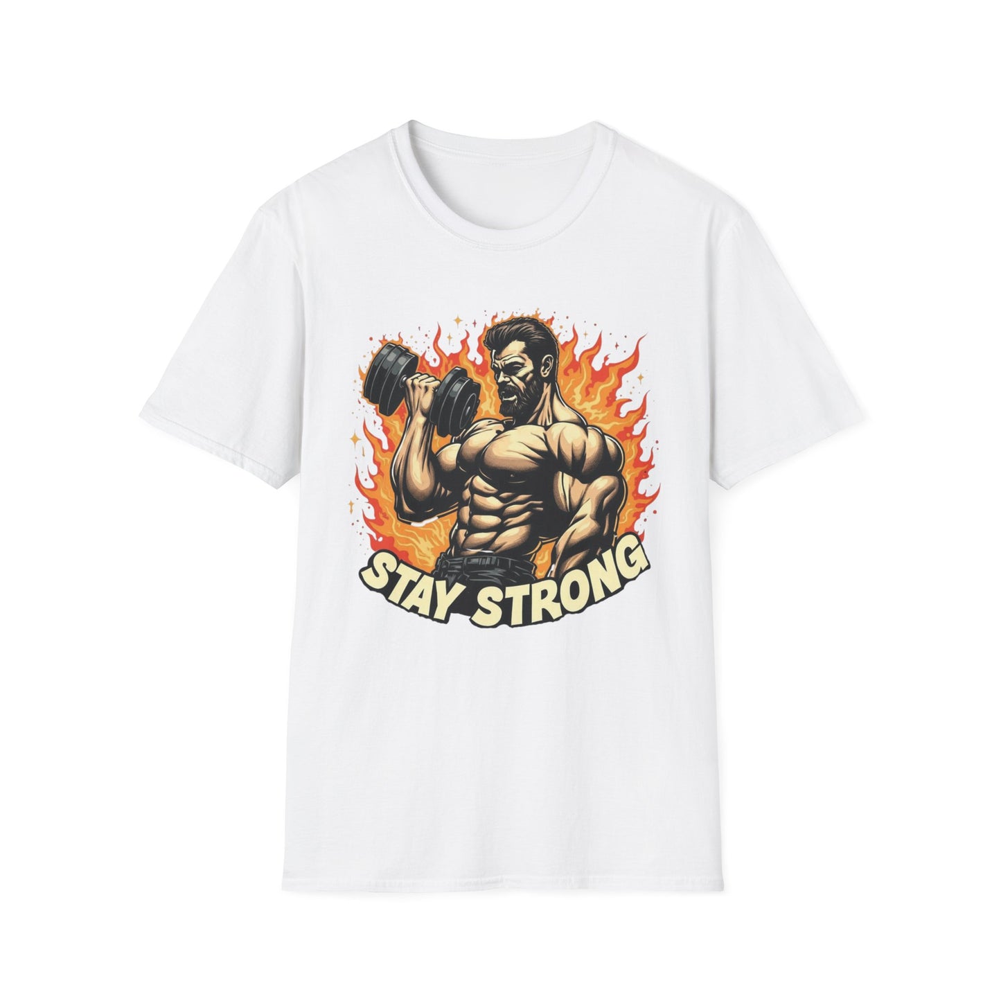 Stay Strong - Flame Cat graphic t-shirt mockup
