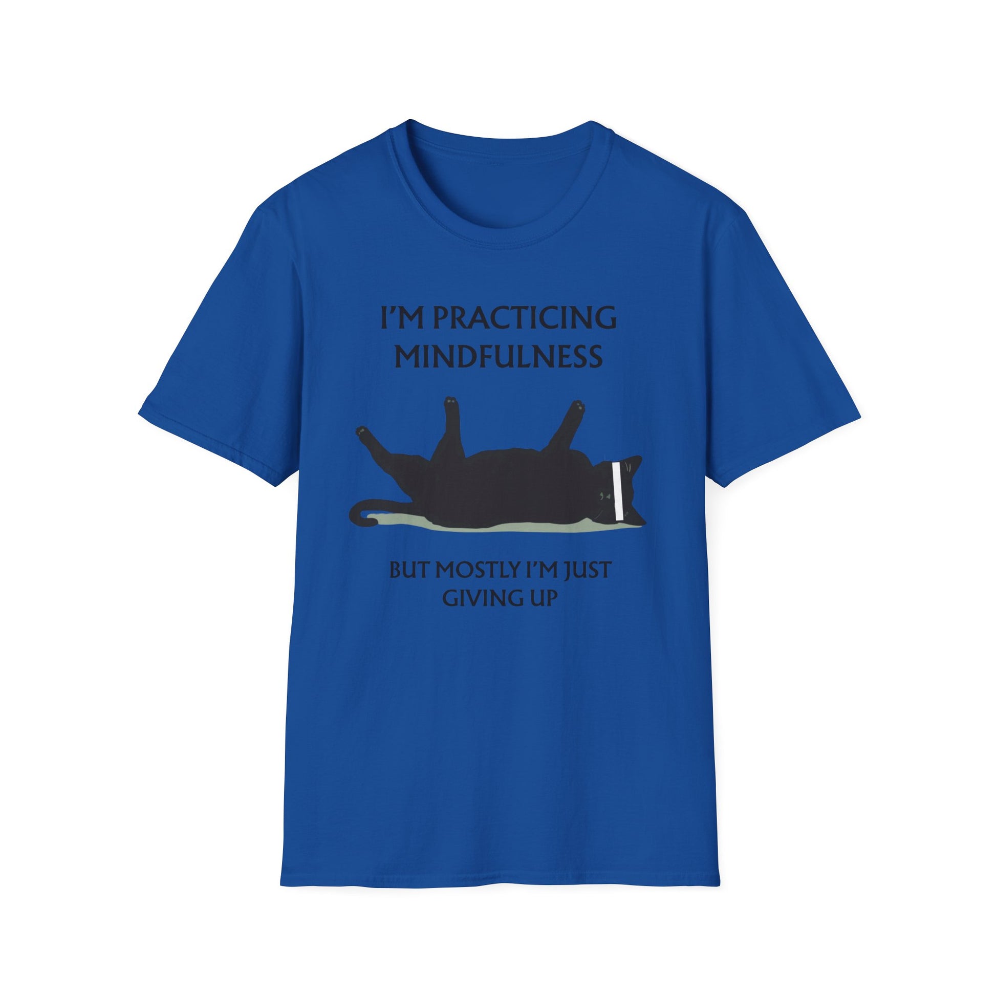 Practicing Mindfulness, Mostly Giving Up - Cat Edition graphic t-shirt mockup