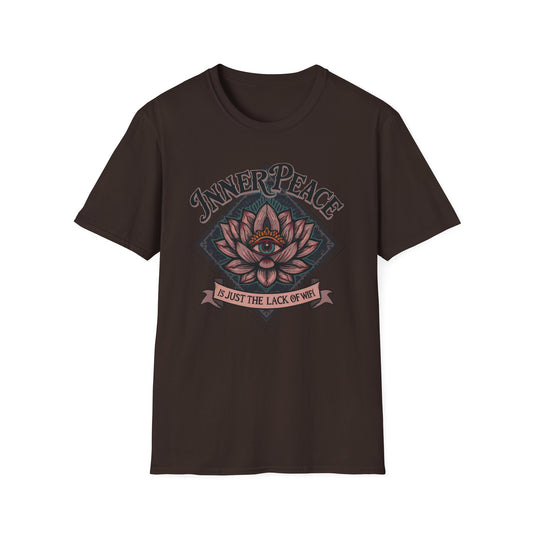 Inner Peace Is Just the Lack of WiFi graphic t-shirt mockup