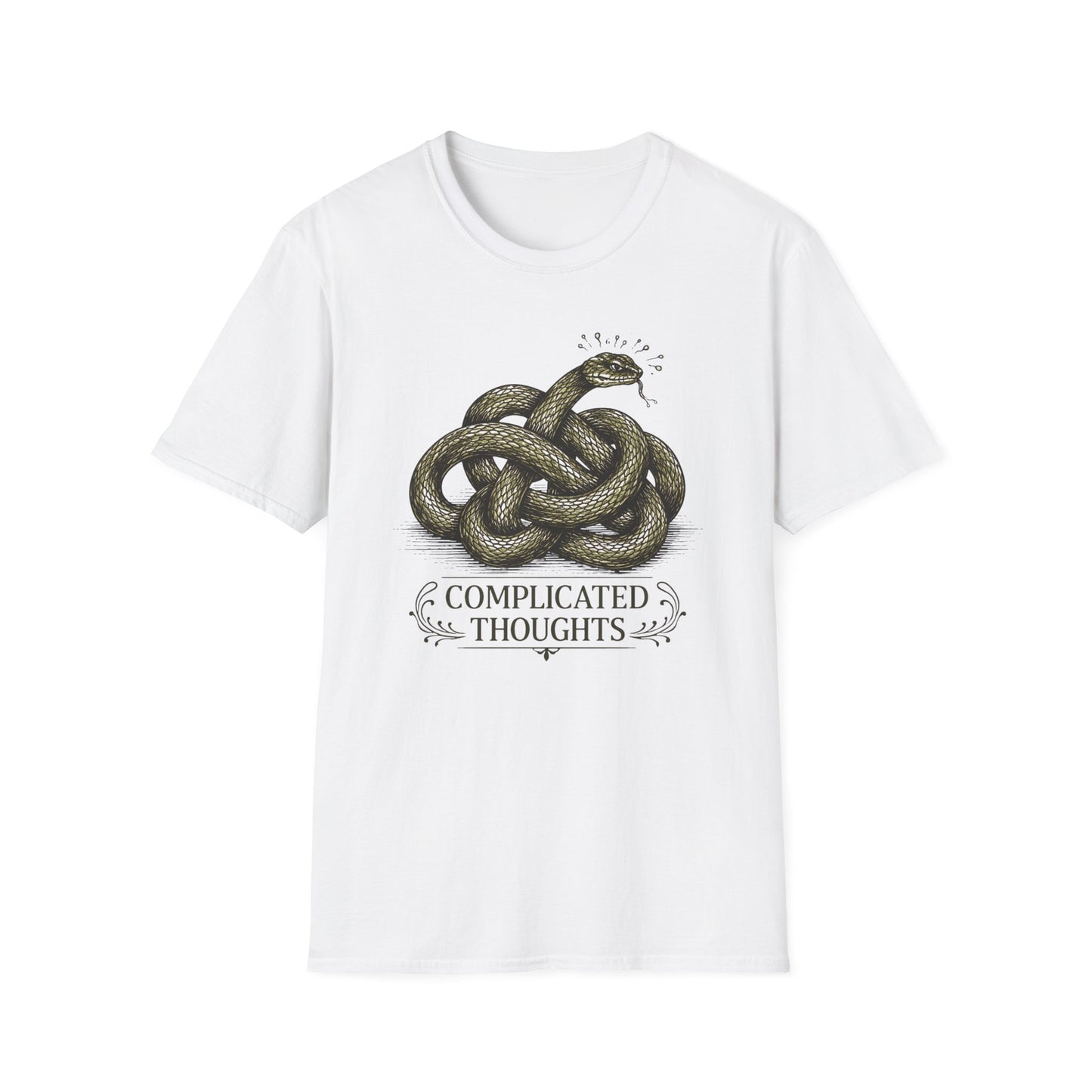 Complicated Thoughts graphic t-shirt mockup
