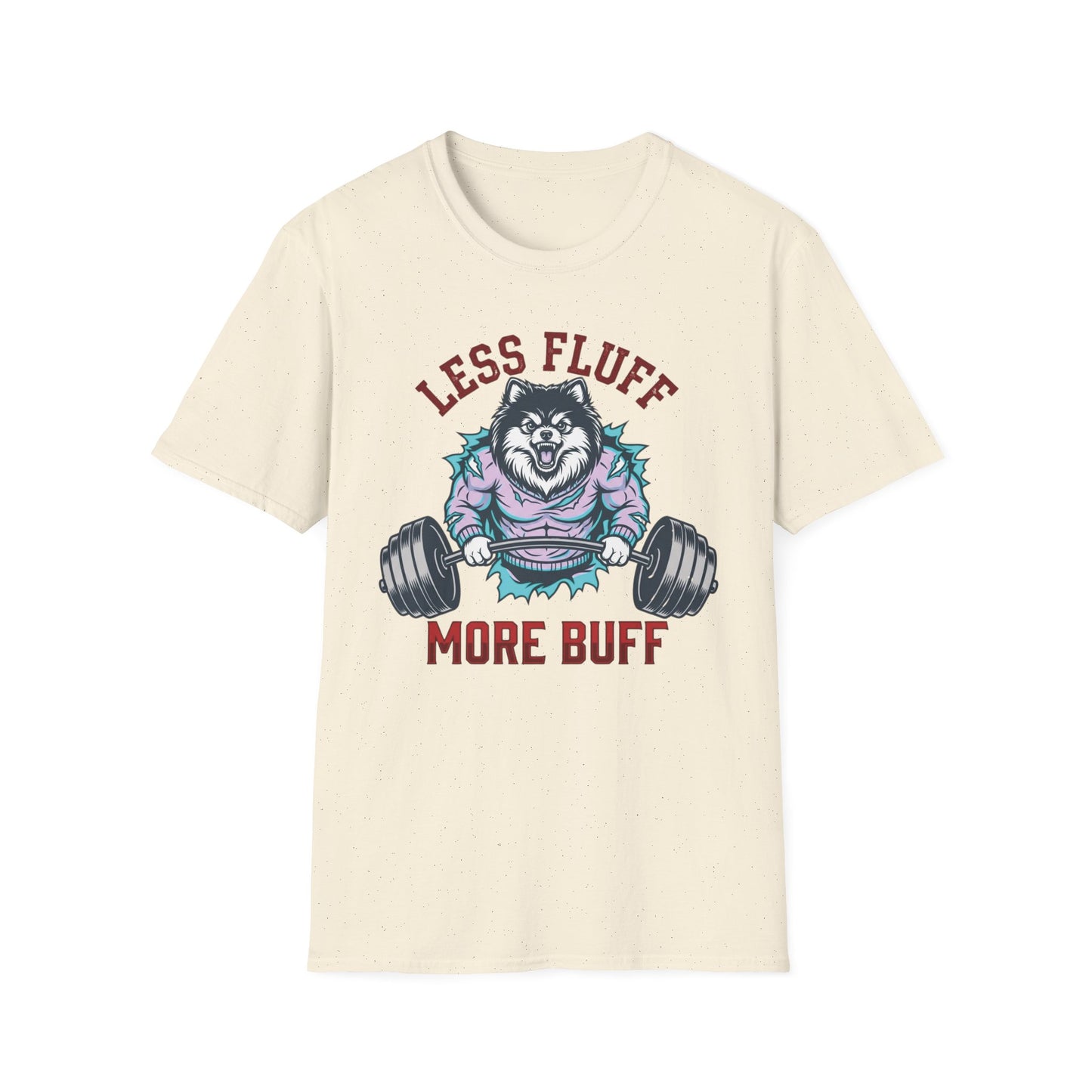 Less Fluff More Buff - Wolf Edition graphic t-shirt mockup