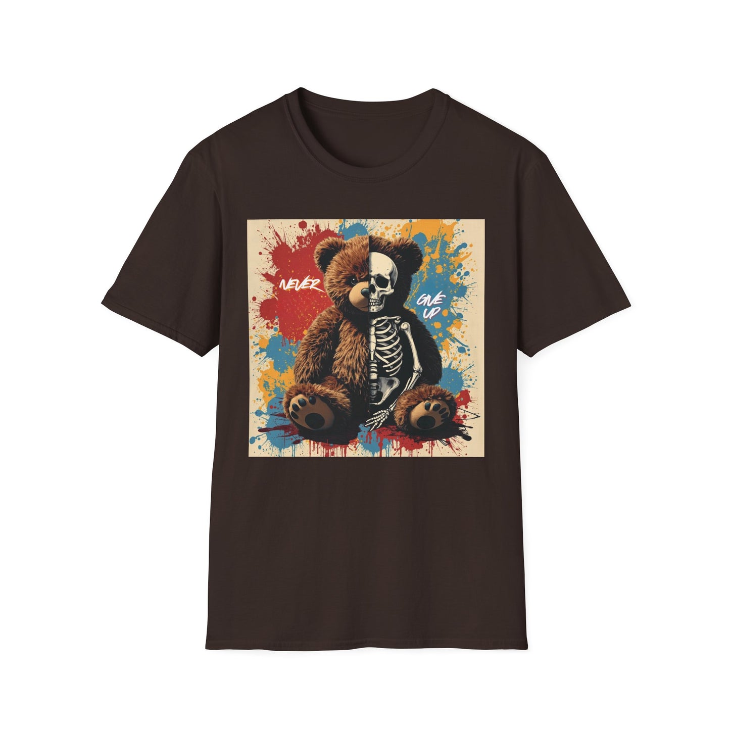 Never Give Up - Poster Cat graphic t-shirt mockup