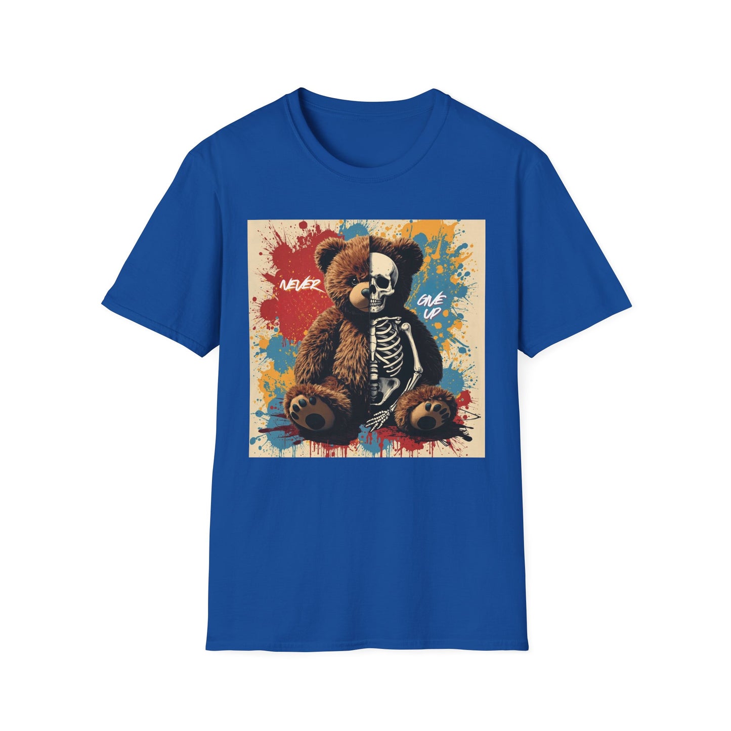 Never Give Up - Poster Cat graphic t-shirt mockup