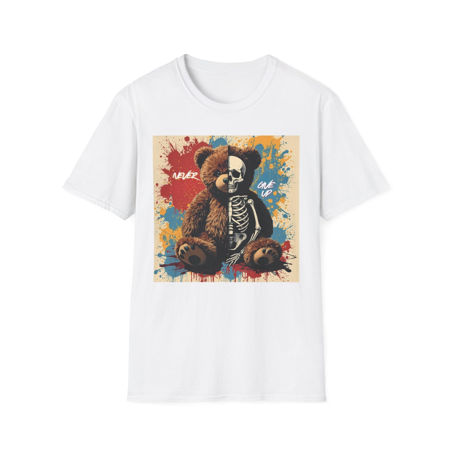 Never Give Up - Poster Cat graphic t-shirt mockup