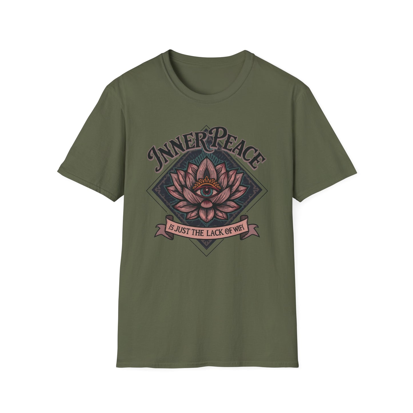 Inner Peace Is Just the Lack of WiFi graphic t-shirt mockup