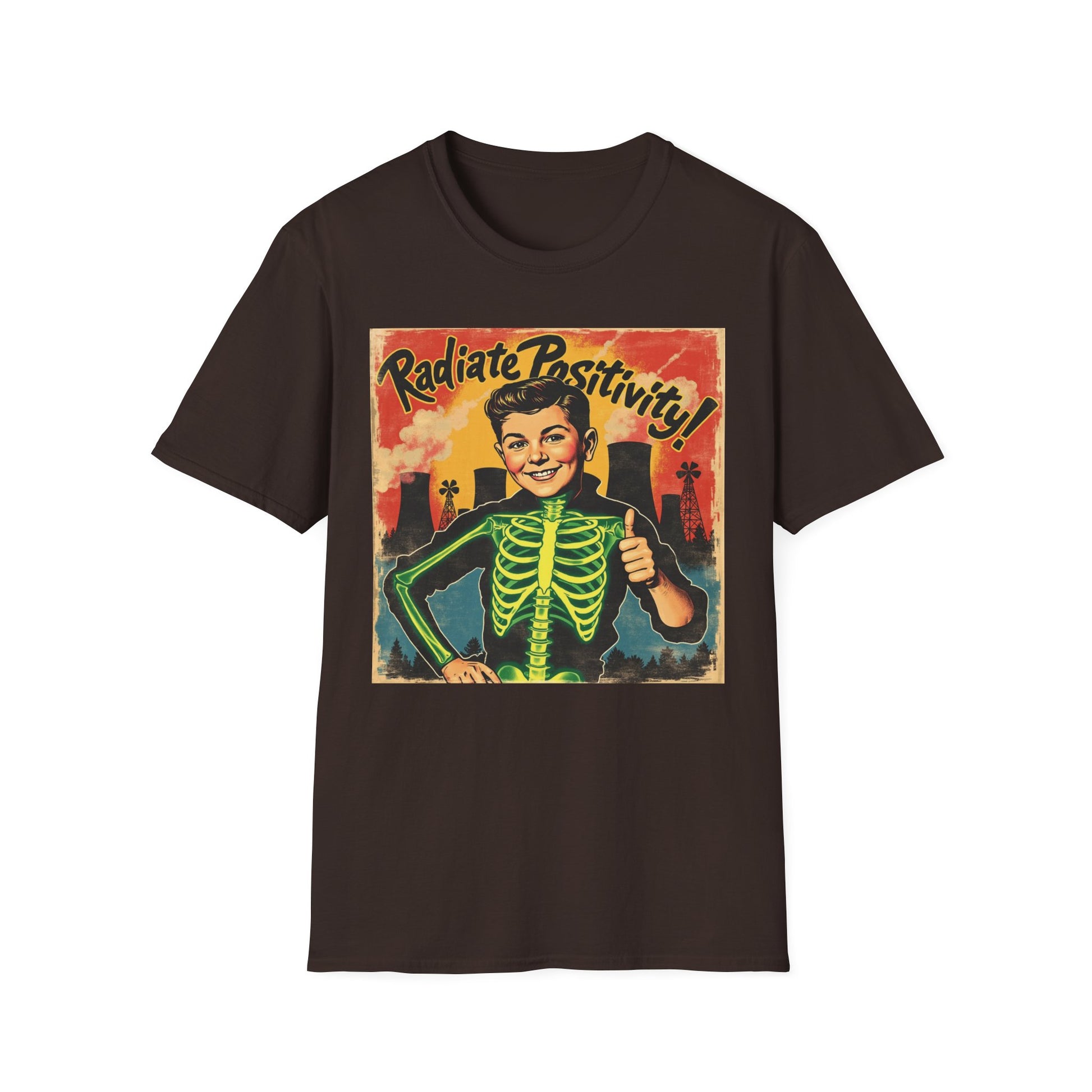 Radiating Positivity - Skeleton Edition graphic t-shirt mockup