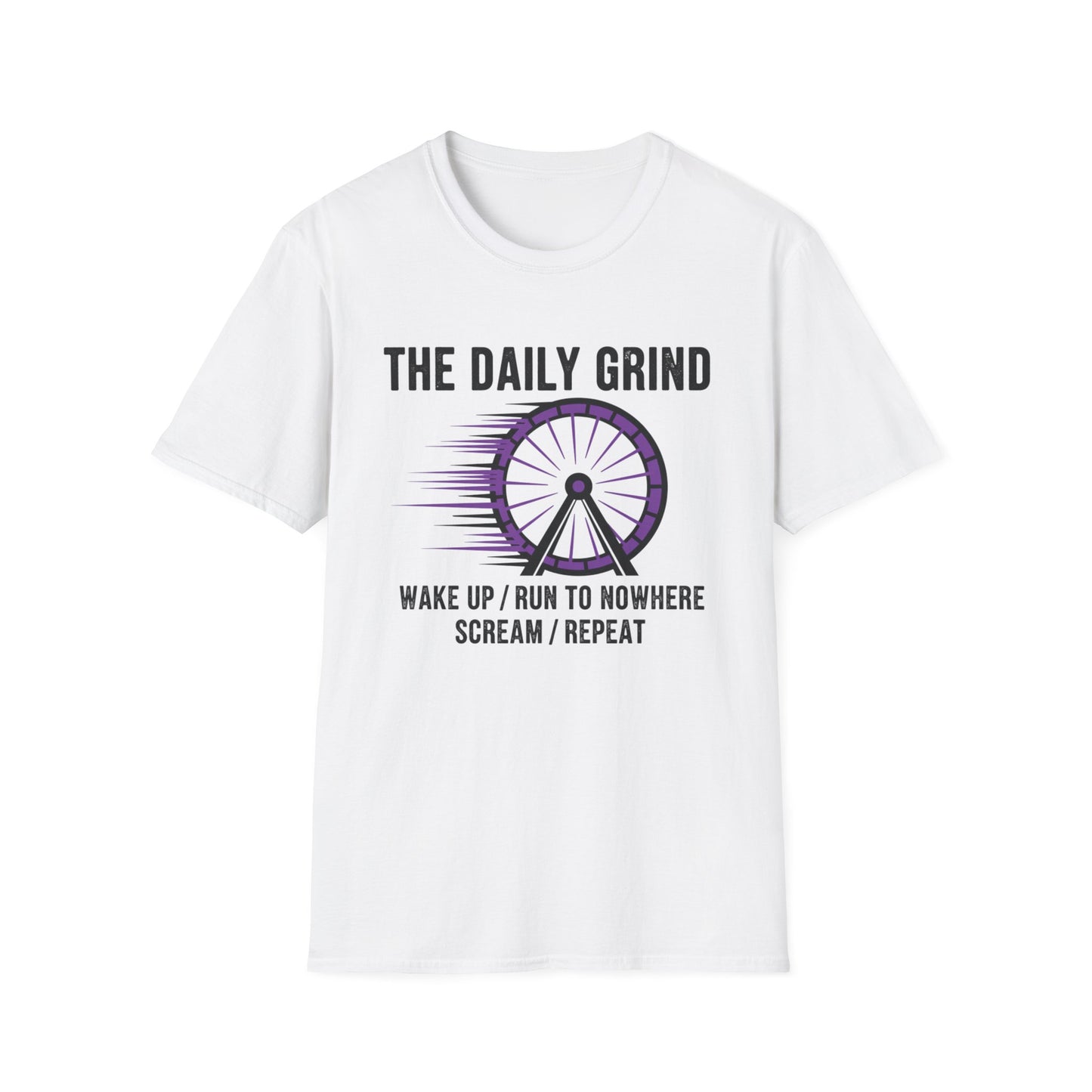 The Daily Grind: Wake, Scream, Repeat graphic t-shirt mockup