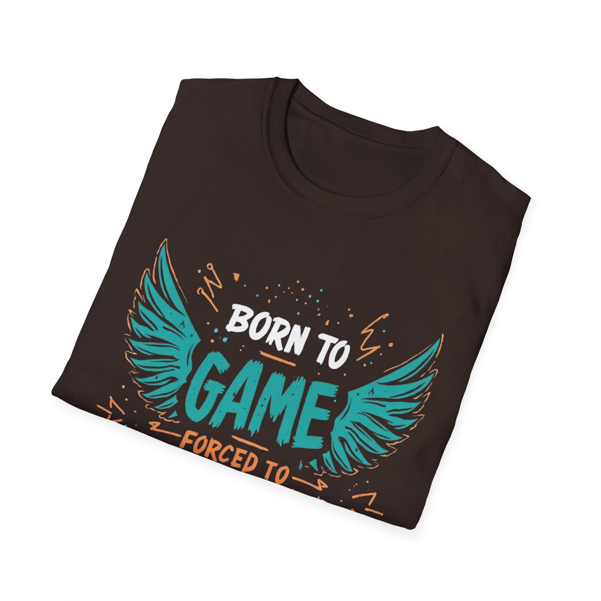 Born to Game Forced to School graphic t-shirt mockup