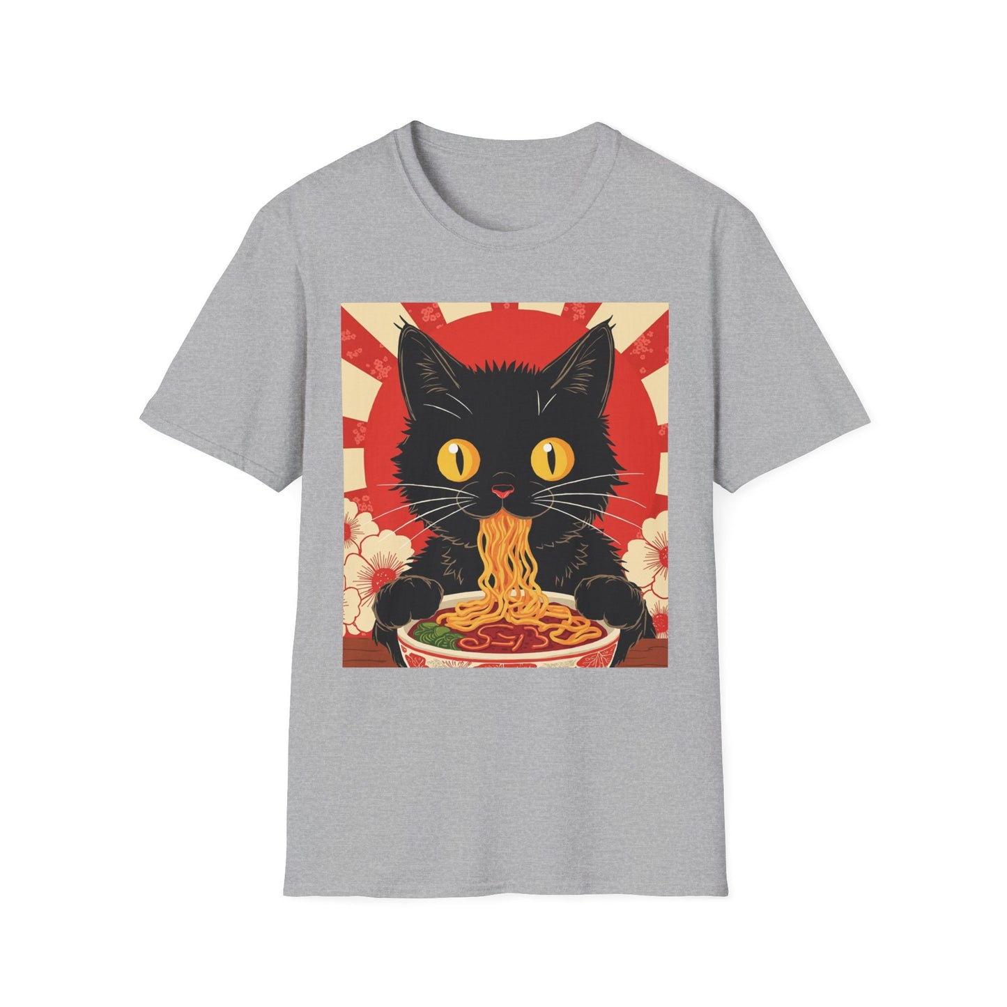 Ramen Cat Again graphic t-shirt mockup