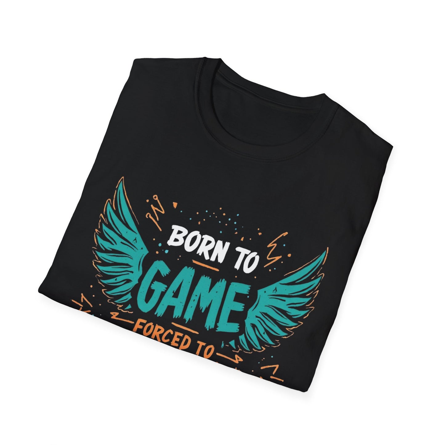 Born to Game Forced to School graphic t-shirt mockup