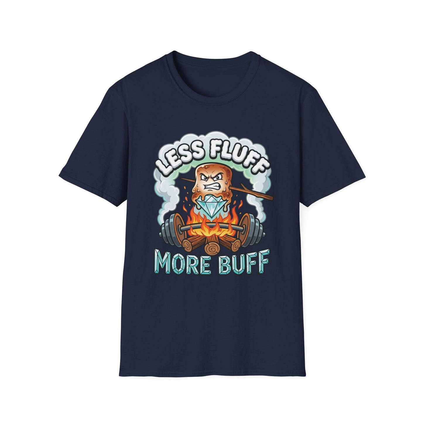 Less Fluff More Buff - Marshmallow graphic t-shirt mockup