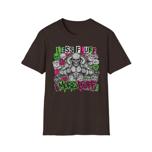 Less Fluff More Buff - Punk Edition graphic t-shirt mockup