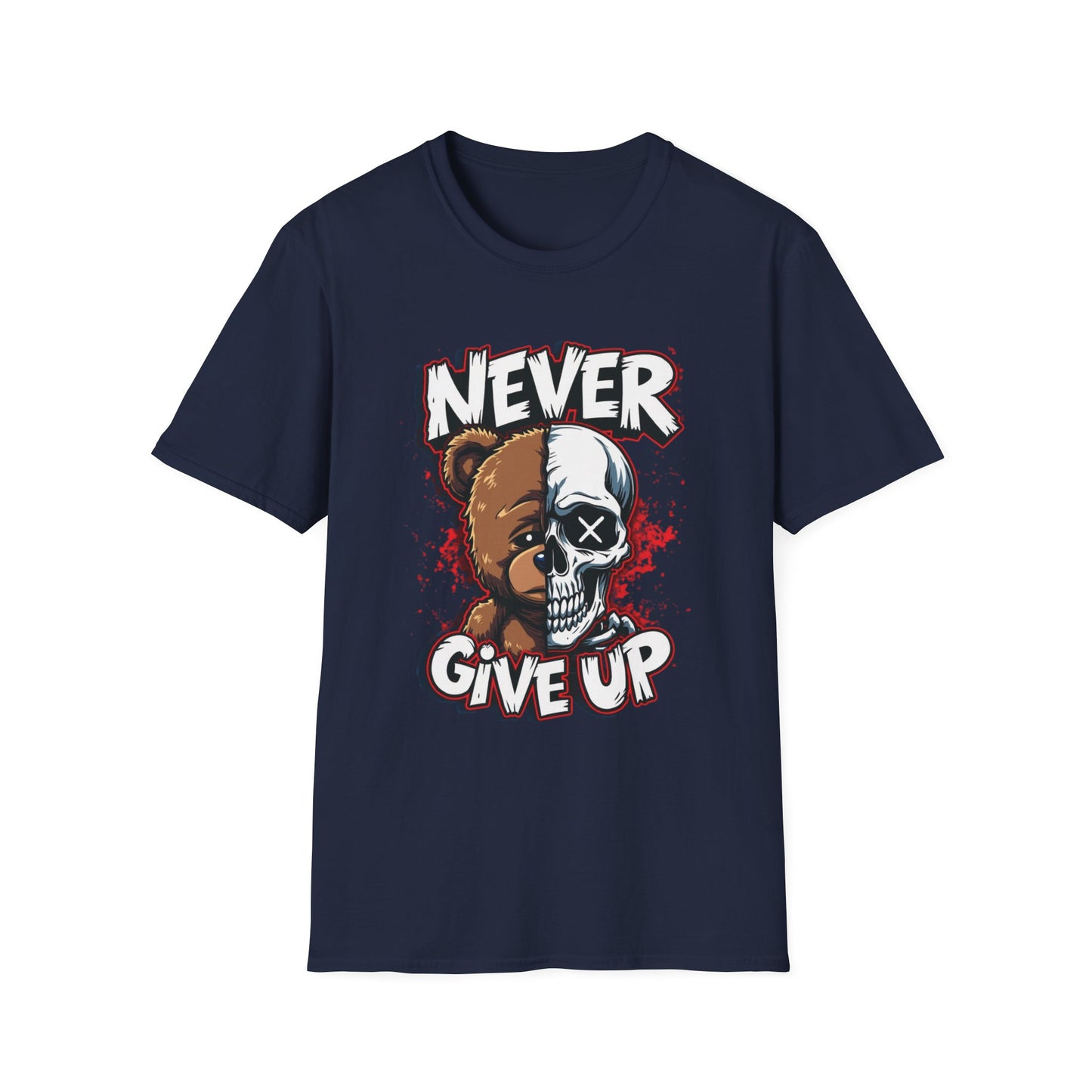 Never Give Up graphic t-shirt mockup