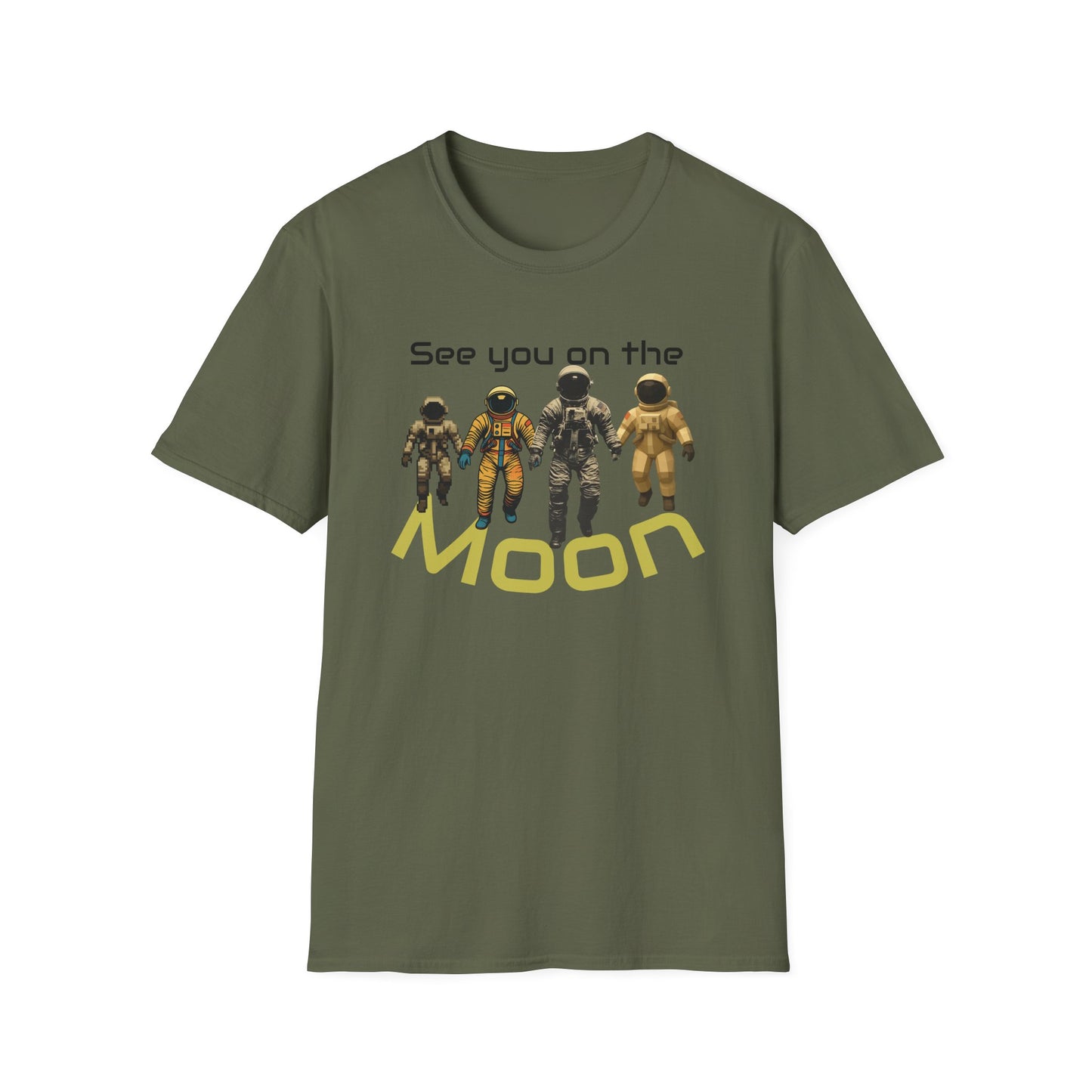 See You on the Moon - Retro Crew graphic t-shirt mockup