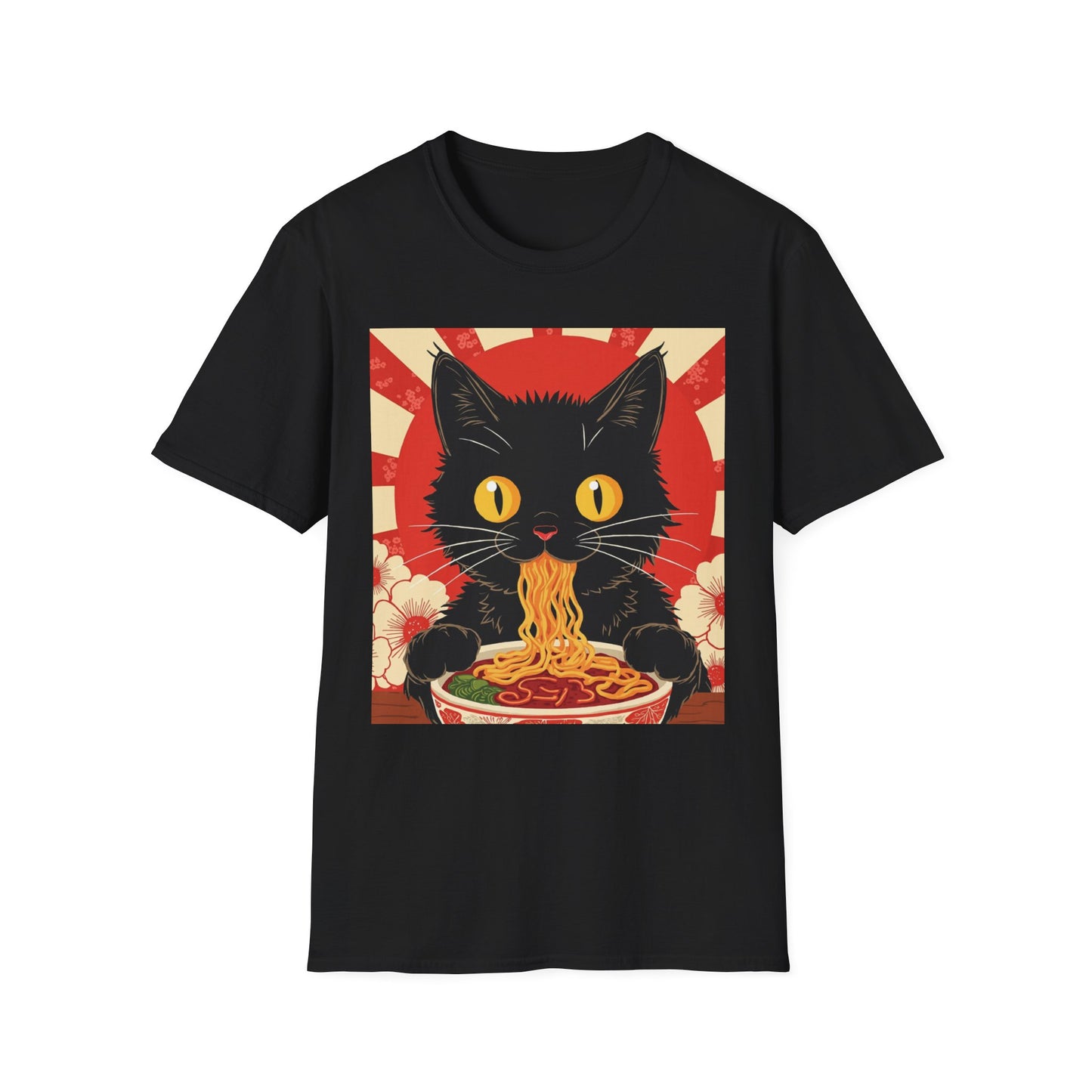 Ramen Cat Again graphic t-shirt mockup