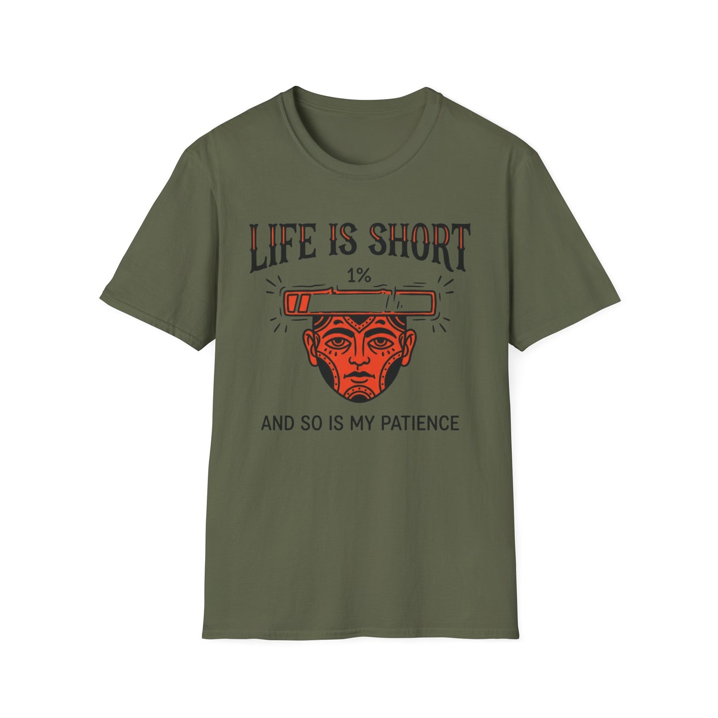 Life Is Short, and So Is My Patience graphic t-shirt mockup
