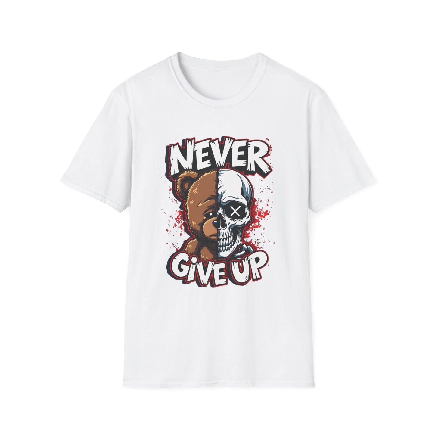 Never Give Up graphic t-shirt mockup