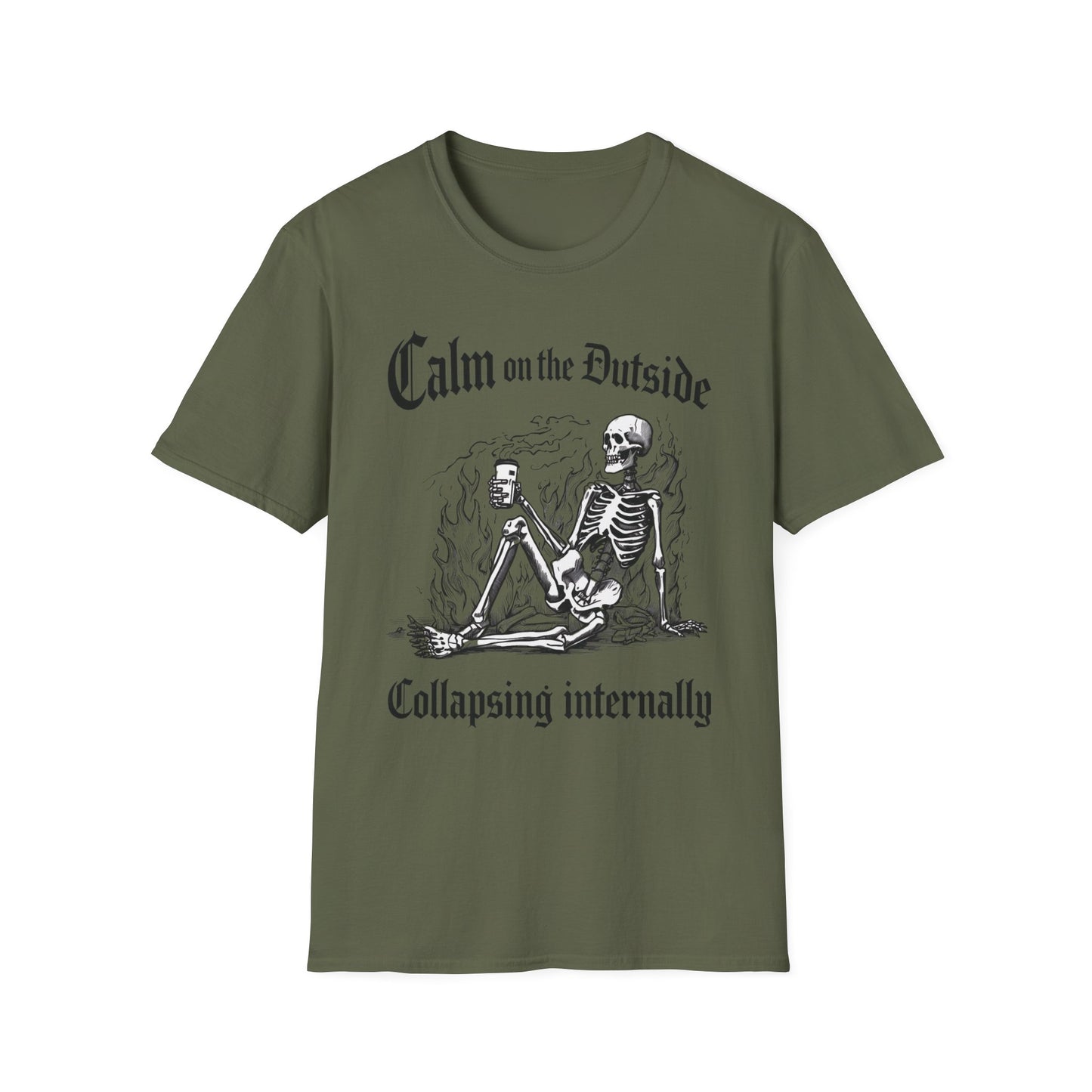 Calm Outside, Collapsing Internally - Burning graphic t-shirt mockup