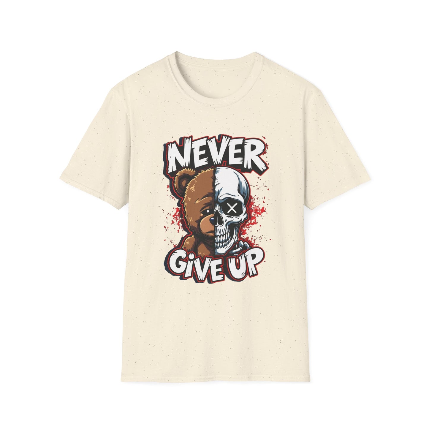 Never Give Up graphic t-shirt mockup