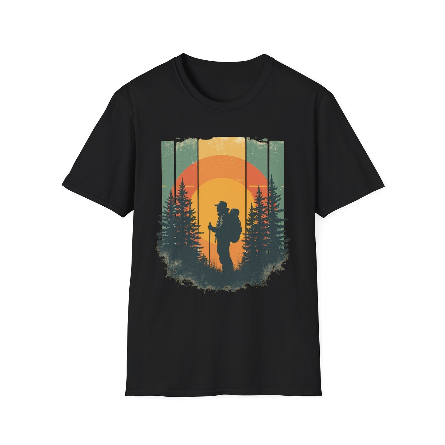 Hiking in Forest graphic t-shirt mockup