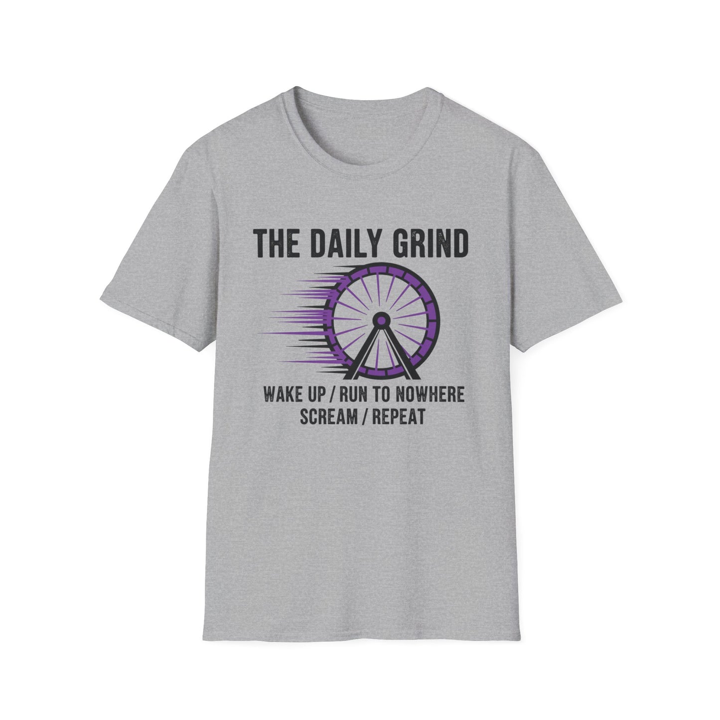 The Daily Grind: Wake, Scream, Repeat graphic t-shirt mockup
