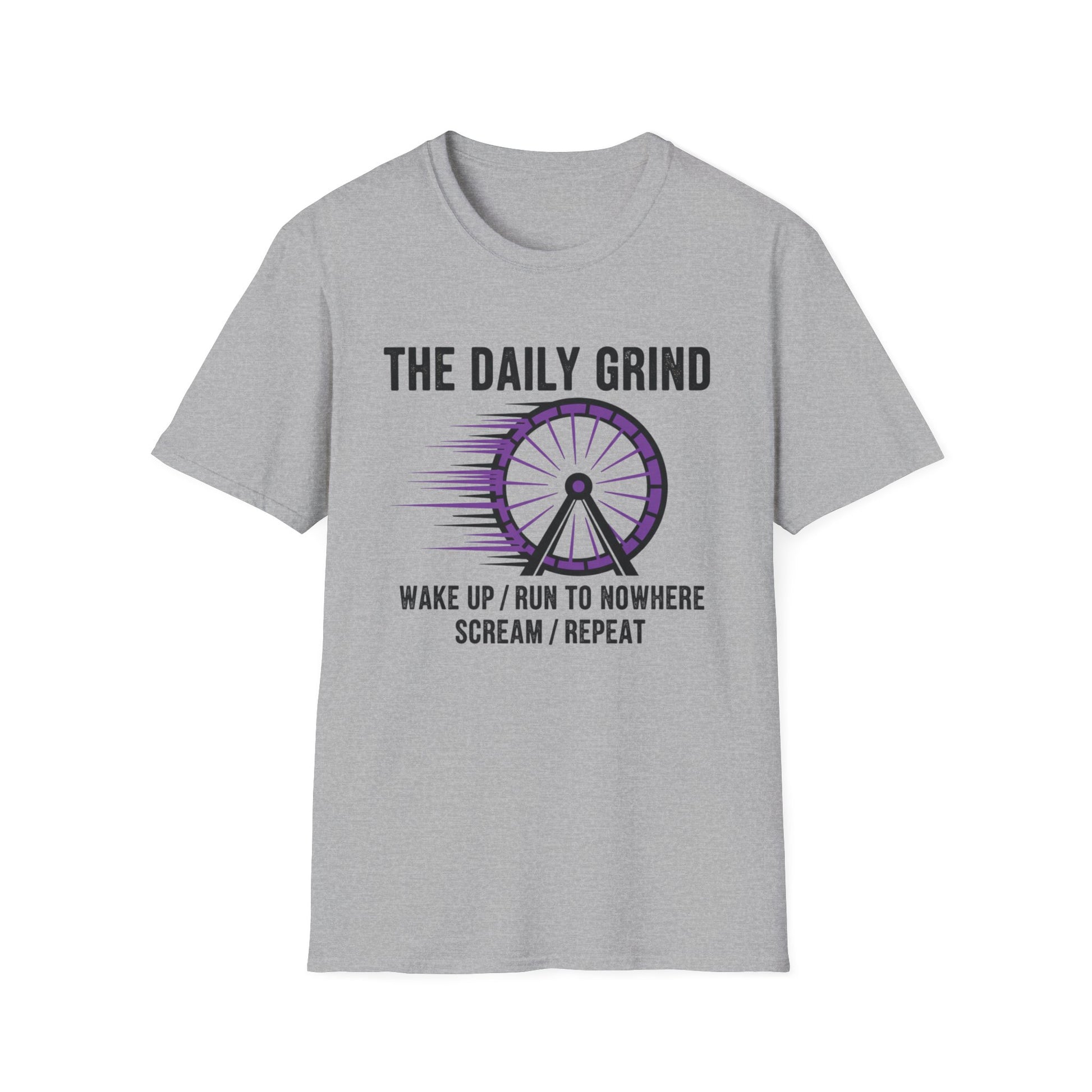 The Daily Grind: Wake, Scream, Repeat graphic t-shirt mockup