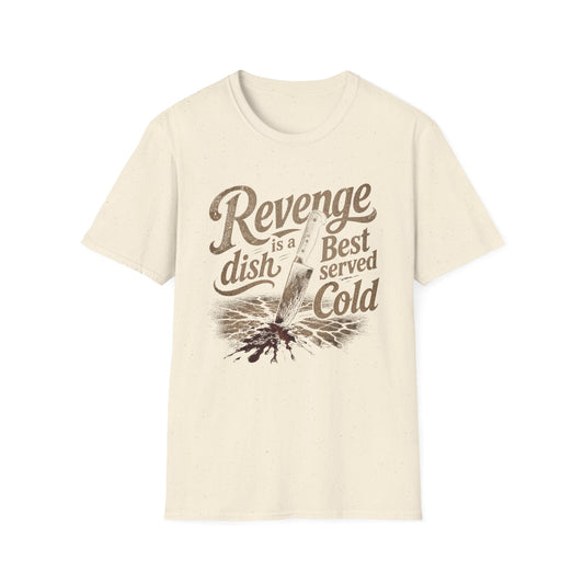 Revenge Is a Dish Best Served Cold - Blackletter graphic t-shirt mockup