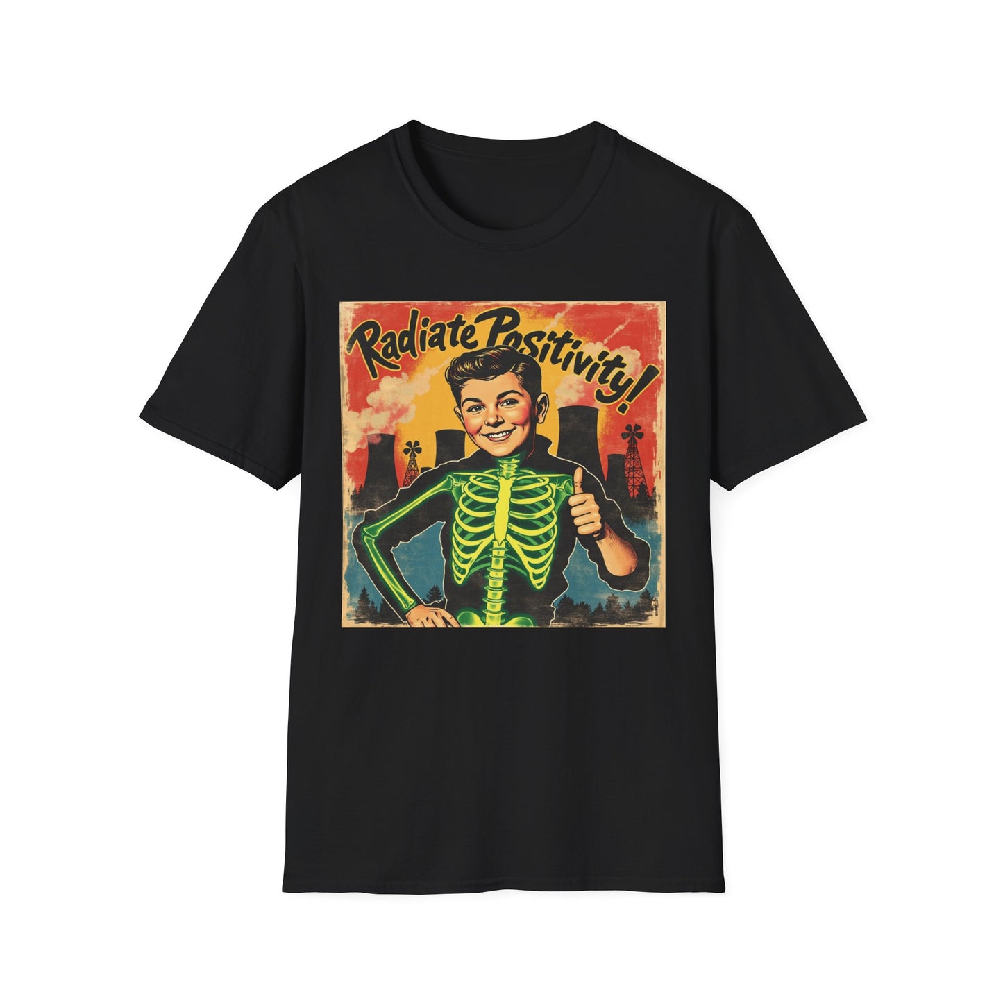 Radiating Positivity - Skeleton Edition graphic t-shirt mockup