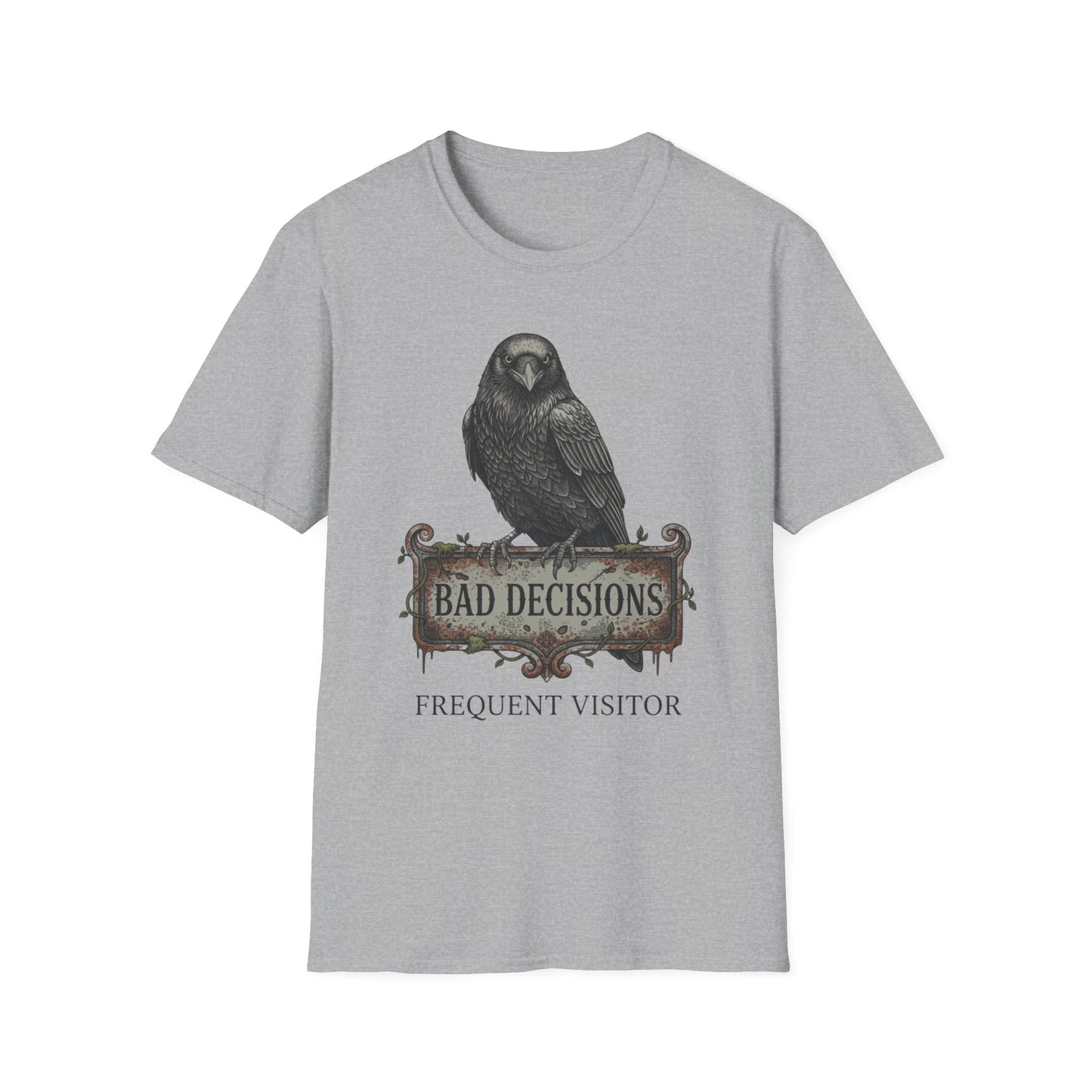 Bad Decisions: Frequent Visitor graphic t-shirt mockup