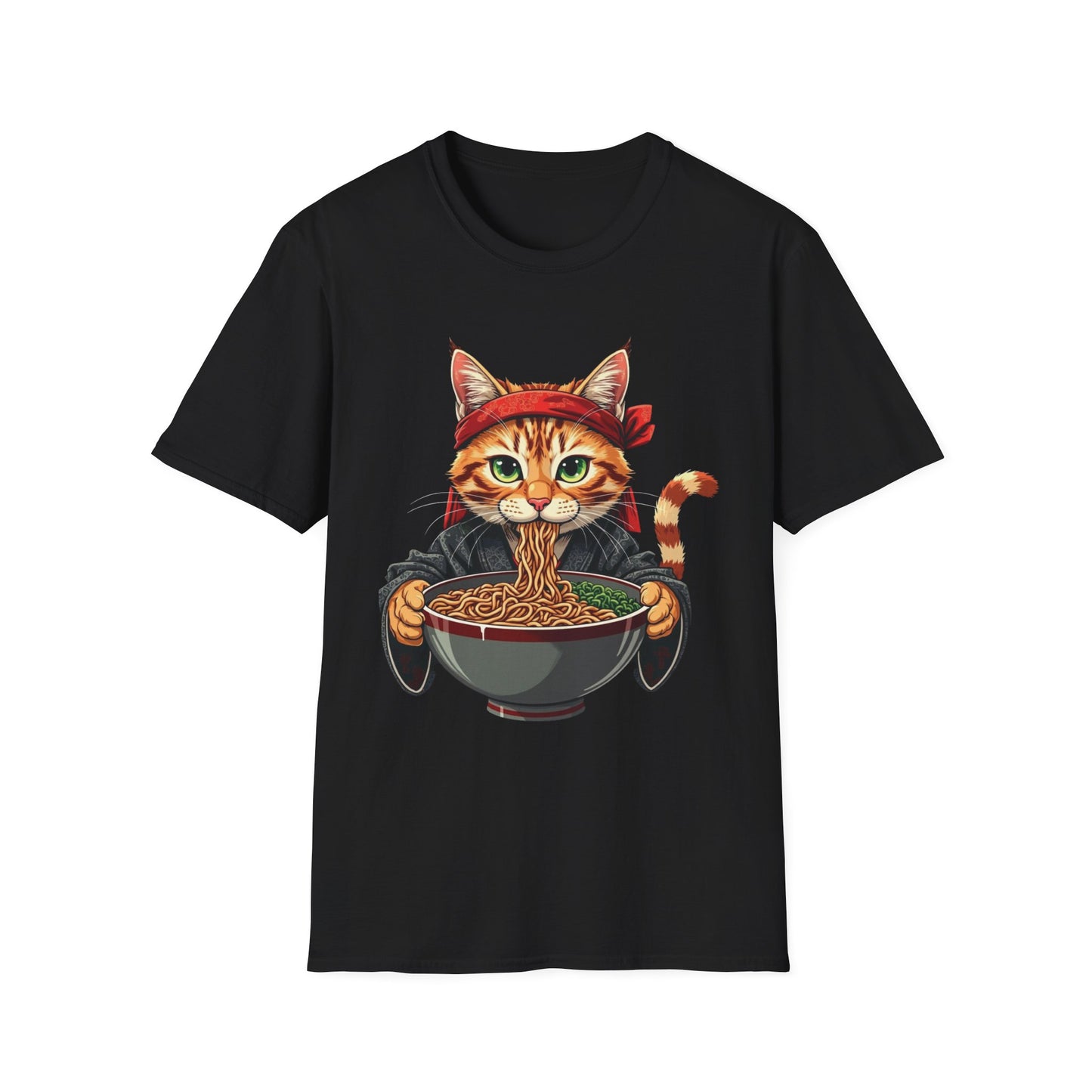 Ramen Cat graphic t-shirt mockup