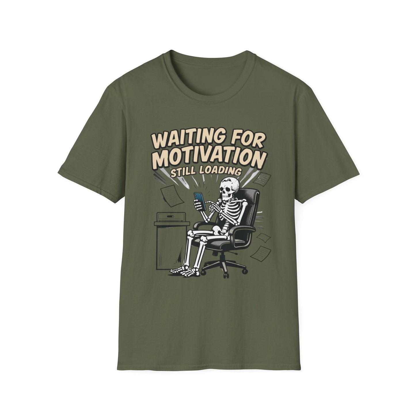 Waiting for Motivation... Still Loading graphic t-shirt mockup