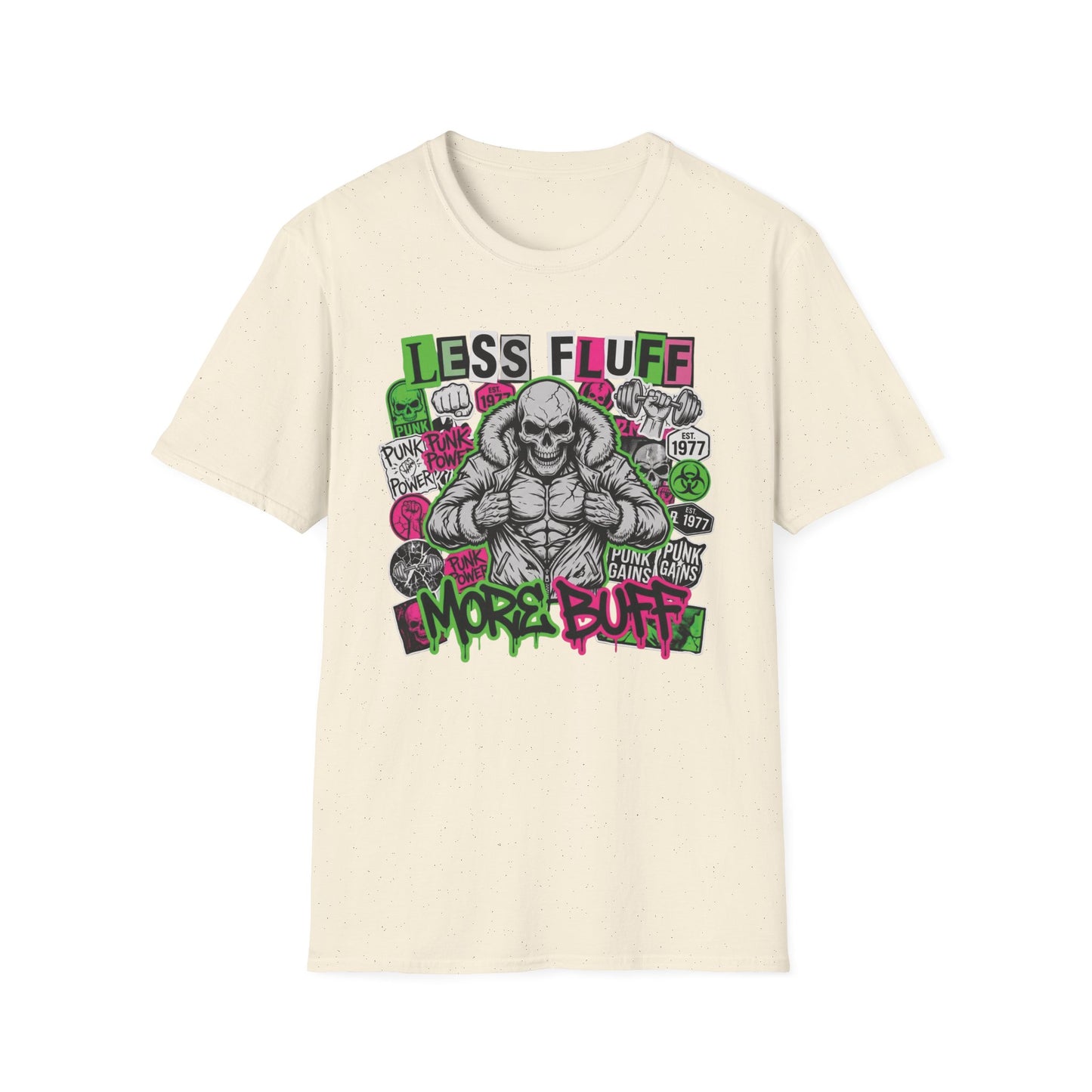 Less Fluff More Buff - Punk Edition graphic t-shirt mockup