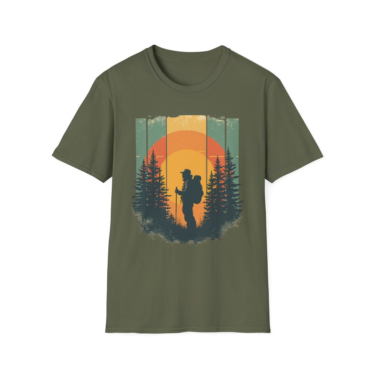 Hiking in Forest graphic t-shirt mockup